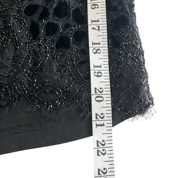 Valentino Black Beaded Square Neck Sheer Short Sleeve Top Size 6 - Picture 12 of 13